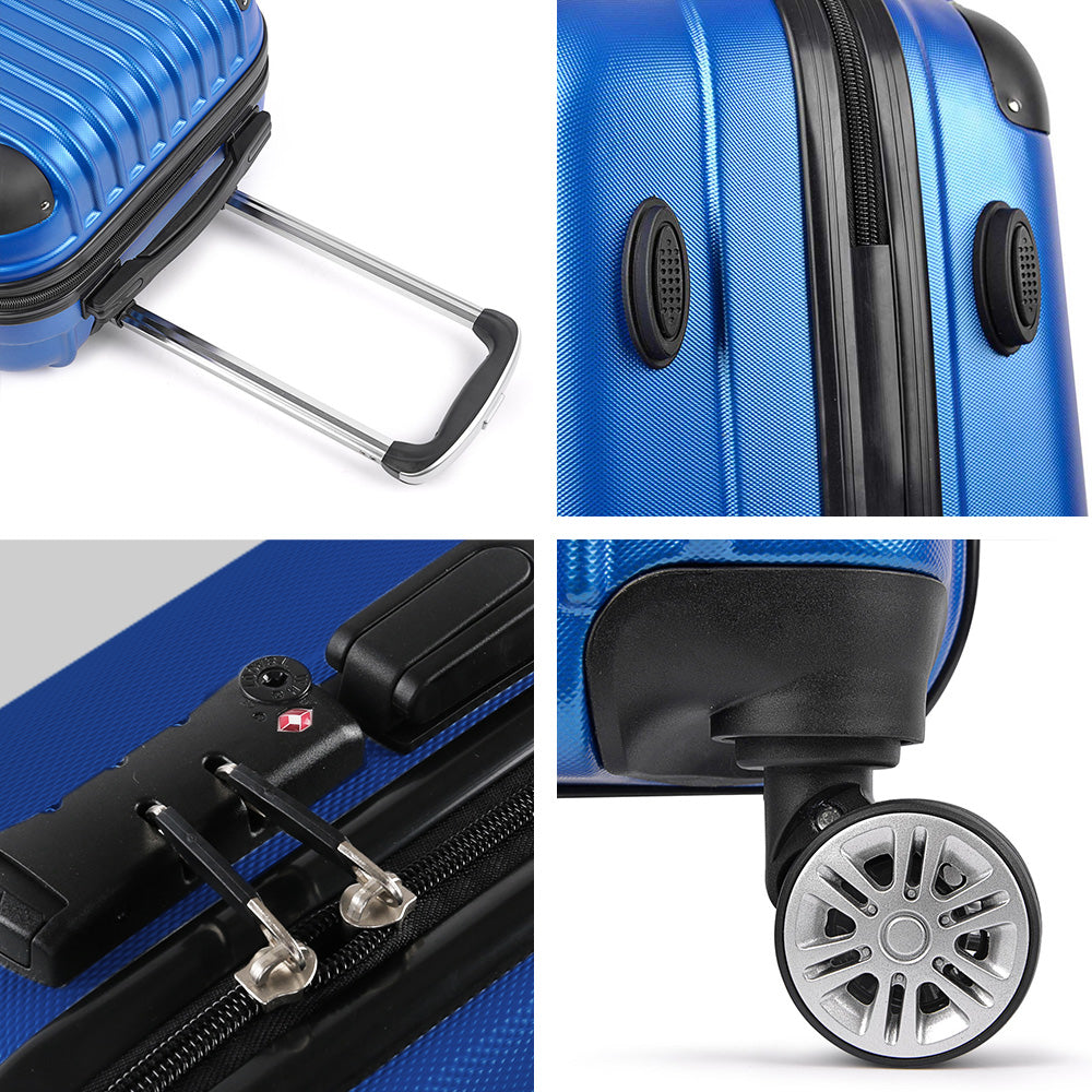Wanderlite 28" 75cm Luggage Trolley Travel Suitcase Set | Carry On | Hard Case | TSA Lock | Lightweight | Blue