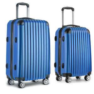 Wanderlite 2pc Luggage Trolley | Travel Set | Suitcase | Carry On | TSA | Hard Case | Lightweight | Blue