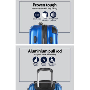 Wanderlite 2pc Luggage Trolley | Travel Set | Suitcase | Carry On | TSA | Hard Case | Lightweight | Blue