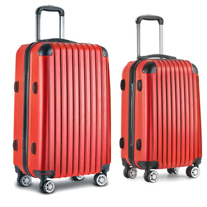Wanderlite 2pc Luggage Trolley | Travel Set | Suitcase | Carry On | TSA | Hard Case | Lightweight | Red