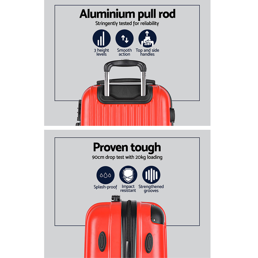 Wanderlite 2pc Luggage Trolley | Travel Set | Suitcase | Carry On | TSA | Hard Case | Lightweight | Red