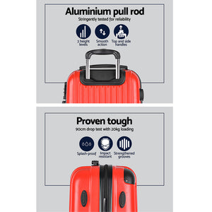 Wanderlite 2pc Luggage Trolley | Travel Set | Suitcase | Carry On | TSA | Hard Case | Lightweight | Red