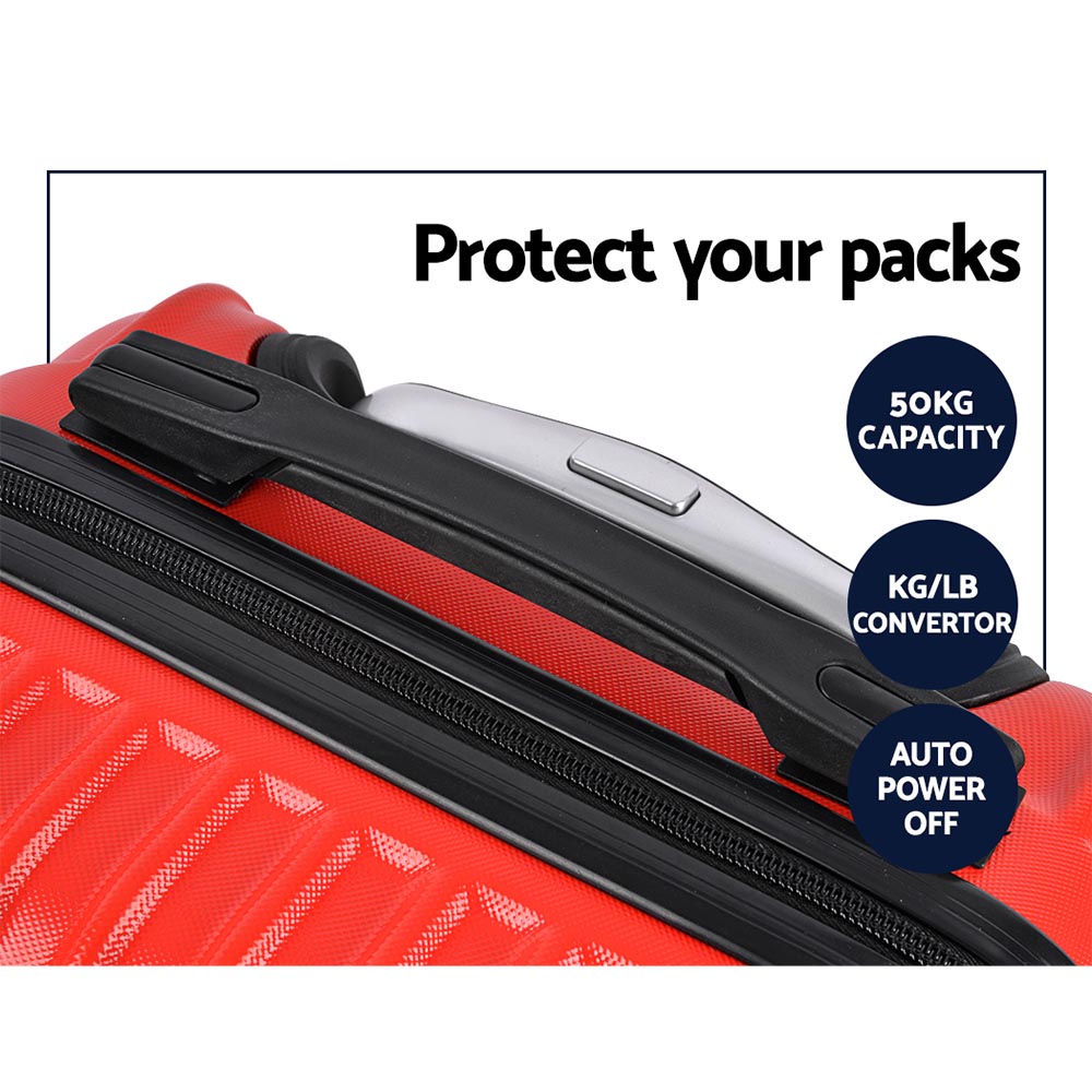 Wanderlite 2pc Luggage Trolley | Travel Set | Suitcase | Carry On | TSA | Hard Case | Lightweight | Red