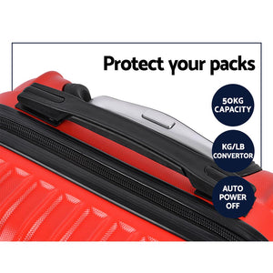 Wanderlite 2pc Luggage Trolley | Travel Set | Suitcase | Carry On | TSA | Hard Case | Lightweight | Red