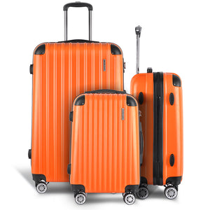 Wanderlite 3pc Luggage Trolley | Travel Set | Suitcase | Carry On | TSA Lock | Hard Case | Lightweight | Orange