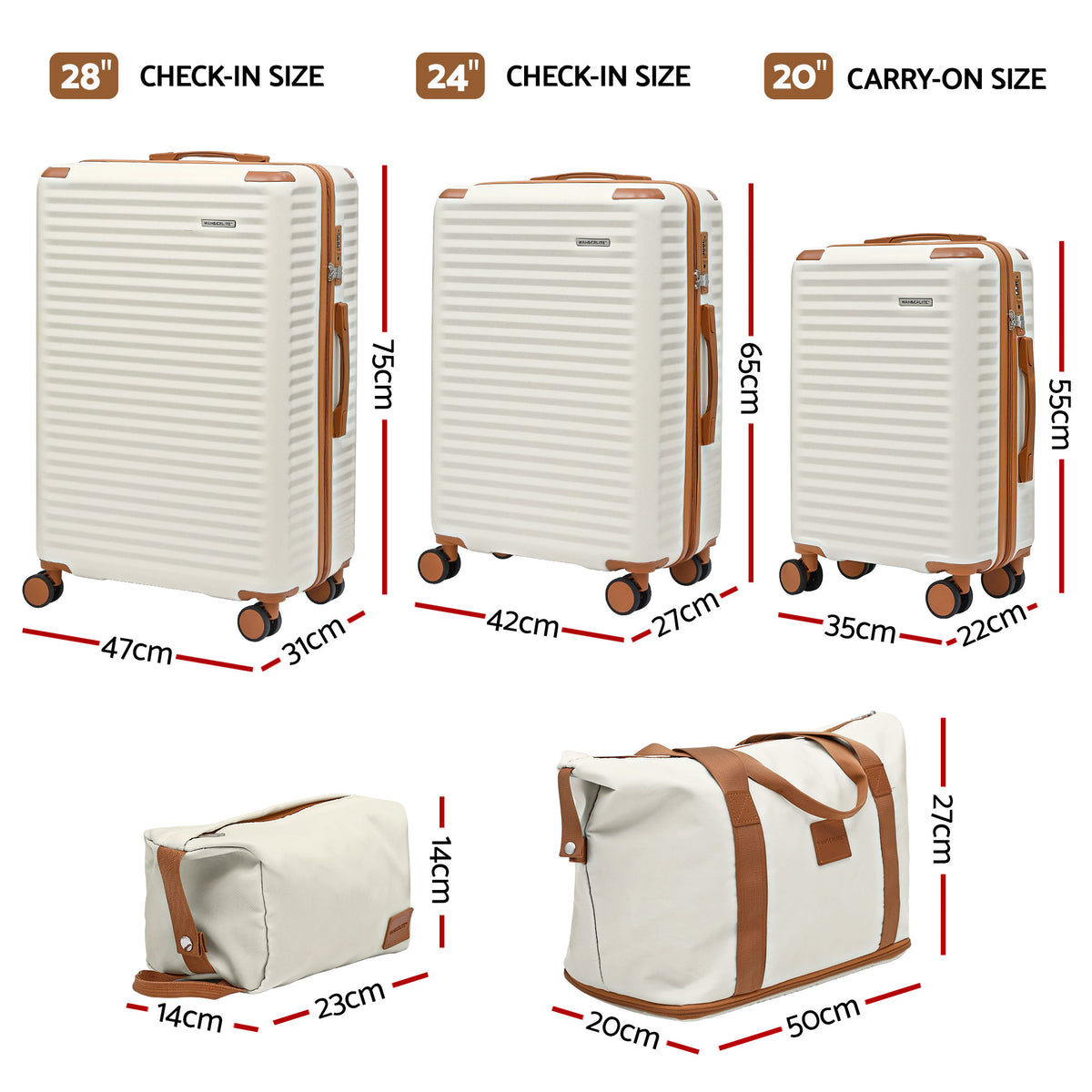 Luggage Set 5pc | Lightweight Hard Case | TSA Lock | Multi Size