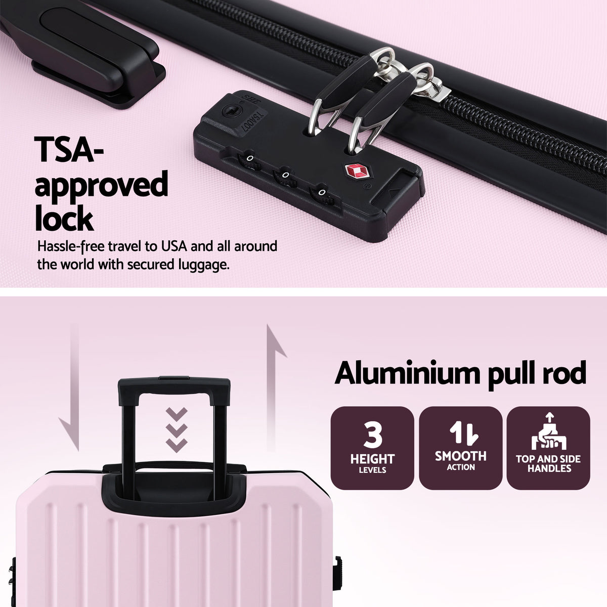 Hardshell Suitcase | 28" | Lightweight Trolley | TSA Lock | Pink