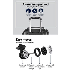 Wanderlite Luggage Set | 3pc | 20" 24" 28" | Suitcase | Hardcase Trolley | Travel | Black