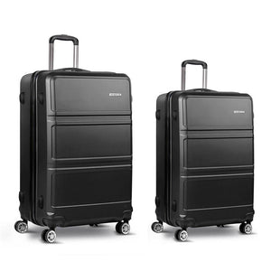 Wanderlite 2pc Luggage Trolley Set | Suitcase Travel | TSA | Carry On | Hard Case | Lightweight | Black