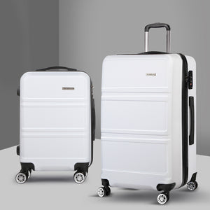 Wanderlite 2pc Luggage Trolley Set | Suitcase Travel | TSA | Carry On | Hard Case | Lightweight | White