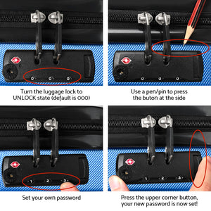 Wanderlite 3pc Luggage Trolley Set | Suitcase Travel | TSA Carry On | Hard Case | Lightweight | Blue