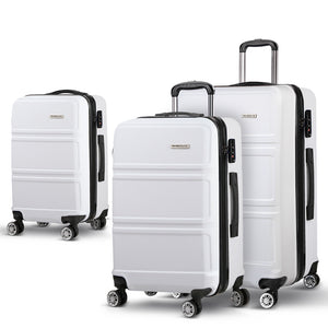 Wanderlite 3pc Luggage Trolley Set | Suitcase Travel | TSA Carry On | Hard Case | Lightweight | White