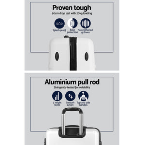 Wanderlite 3pc Luggage Trolley Set | Suitcase Travel | TSA Carry On | Hard Case | Lightweight | White