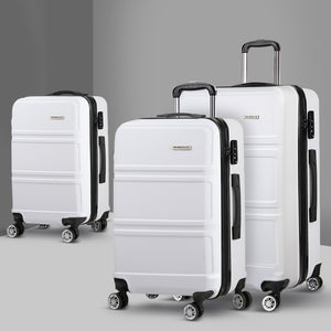 Wanderlite 3pc Luggage Trolley Set | Suitcase Travel | TSA Carry On | Hard Case | Lightweight | White