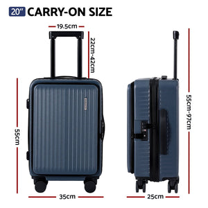 Carry On Suitcase | 20" | Front Pocket | Dual TSA Locks | Navy