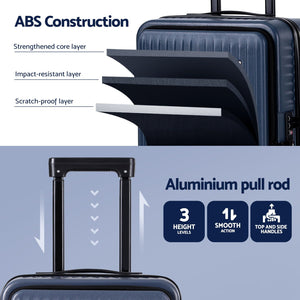 Carry On Suitcase | 20" | Front Pocket | Dual TSA Locks | Navy
