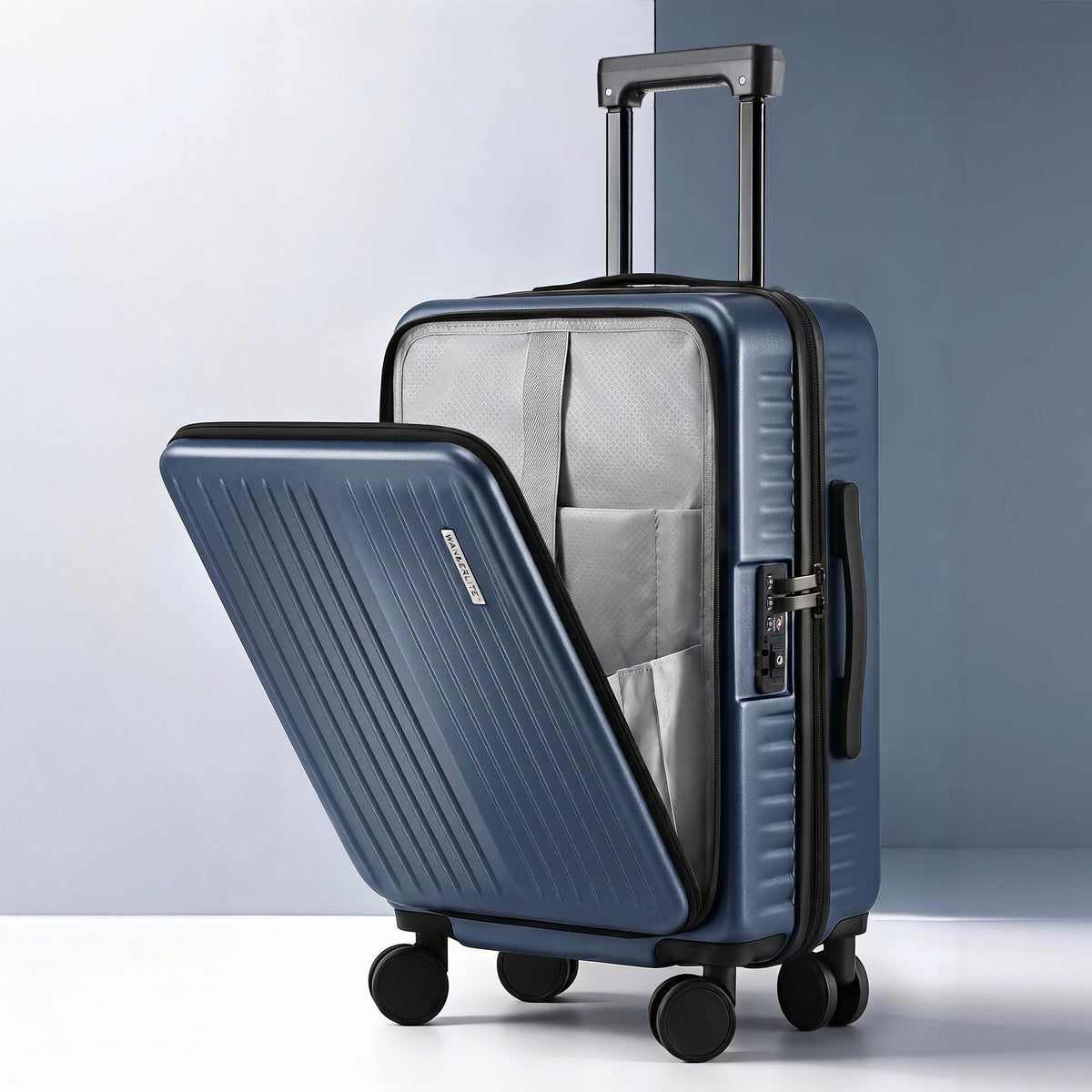 Carry On Suitcase | 20" | Front Pocket | Dual TSA Locks | Navy