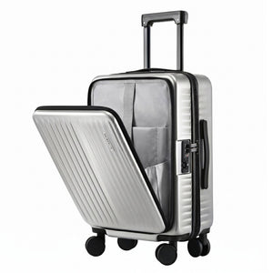 20in Carry On Luggage | Front Pocket | Dual TSA Lock | Silver