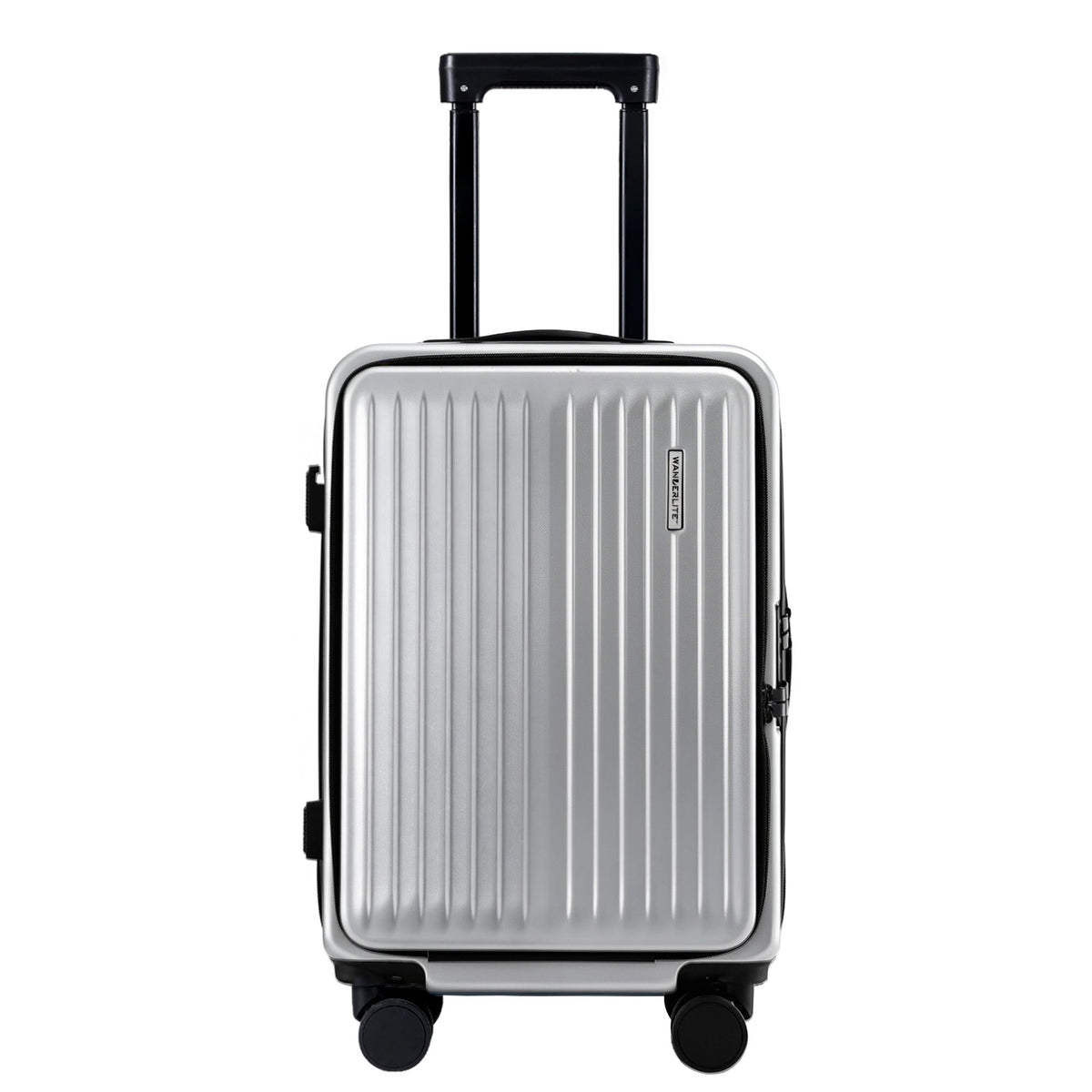 20in Carry On Luggage | Front Pocket | Dual TSA Lock | Silver
