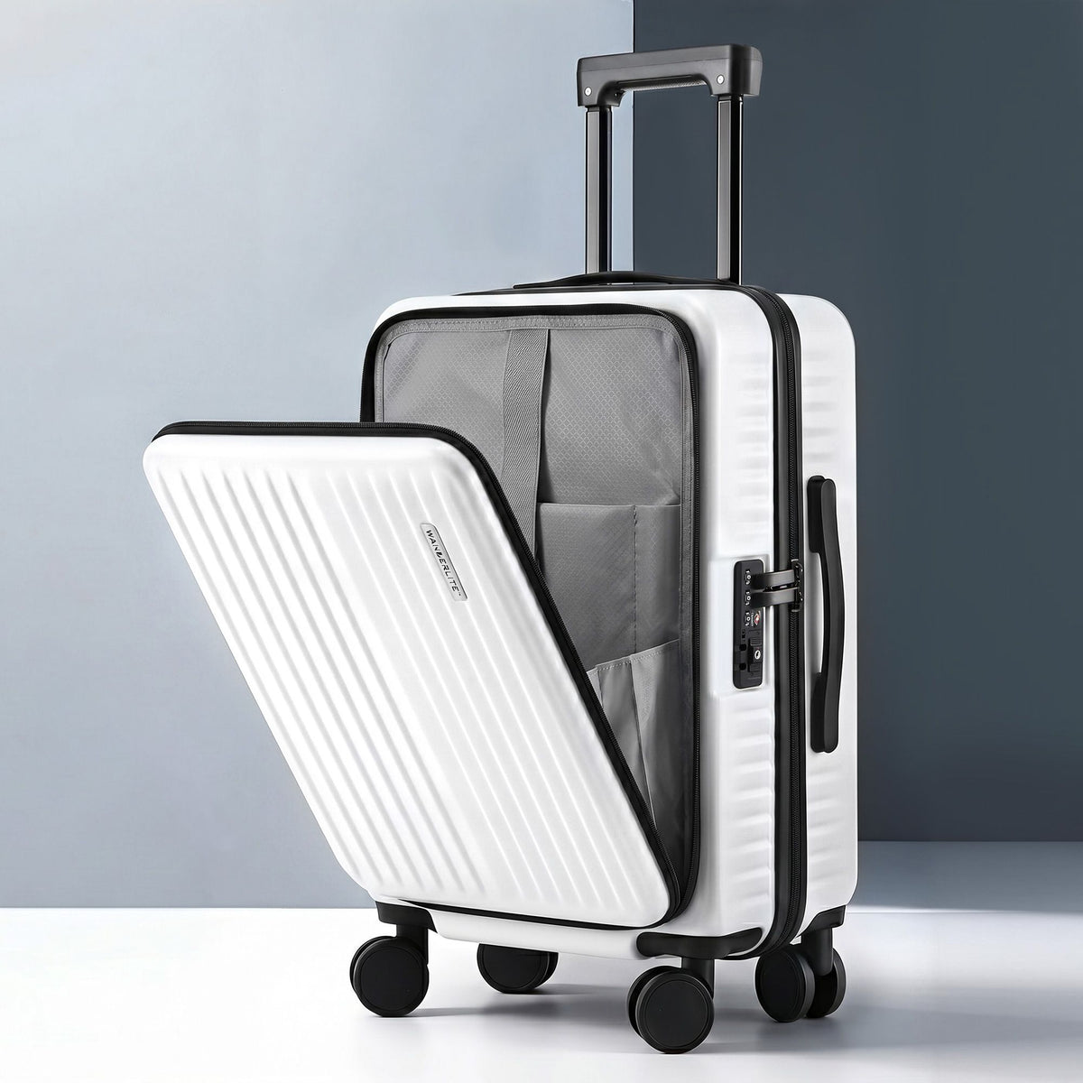 Cabin Luggage | 20" | Front Pocket | Dual TSA Lock | White
