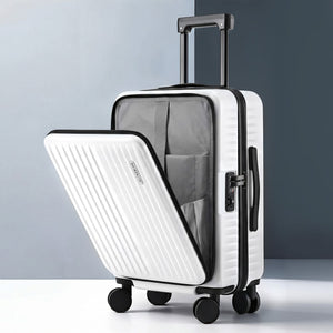 Cabin Luggage | 20" | Front Pocket | Dual TSA Lock | White