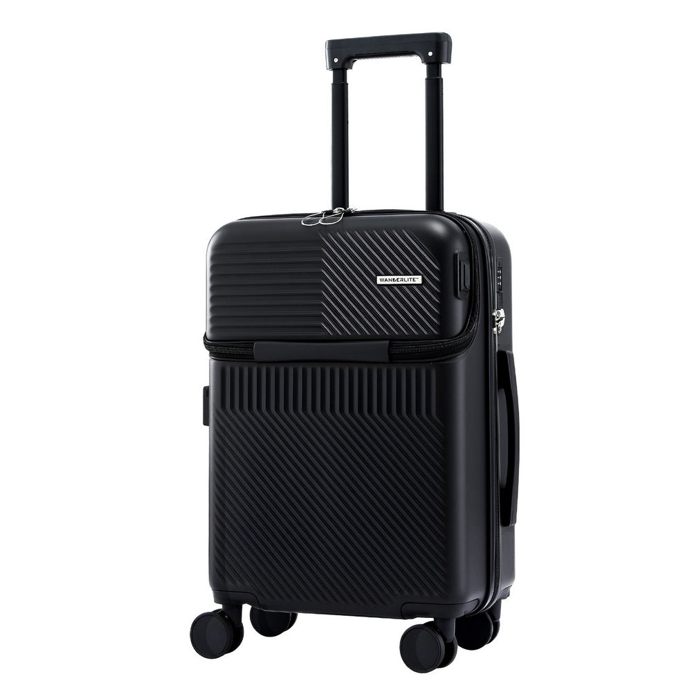 20" Carry On Luggage | Front Pocket | TSA Lock | Black