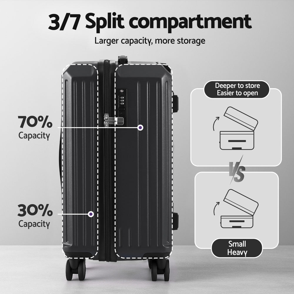 Trunk Luggage Set 2pc | 12" + 20" | TSA Lock | Black
