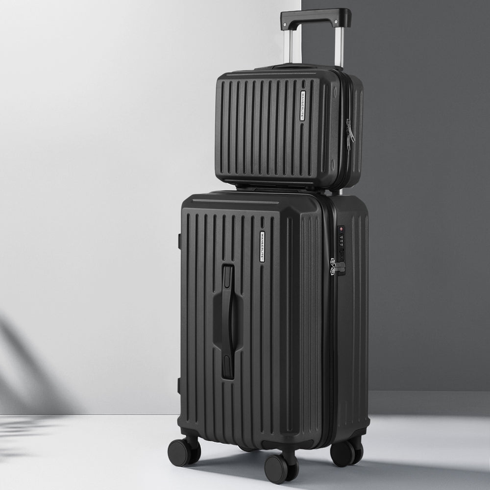 Trunk Luggage Set 2pc | 12" + 20" | TSA Lock | Black