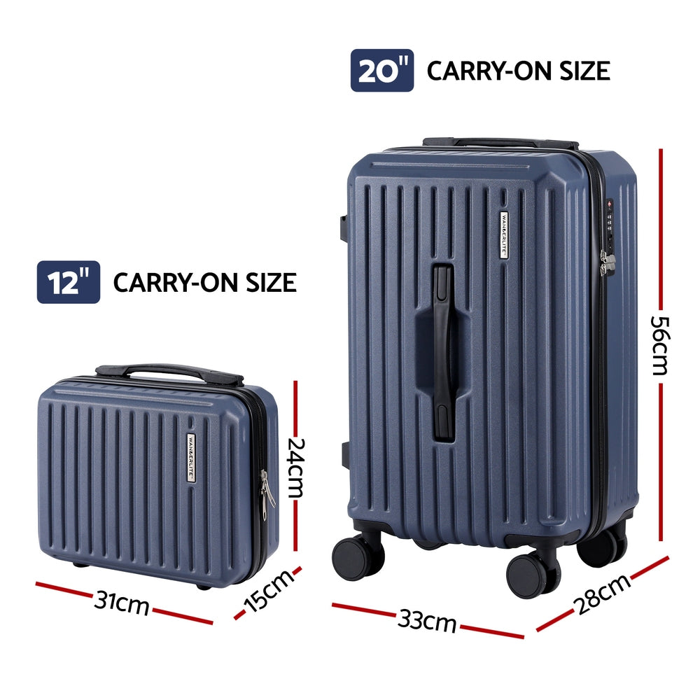 2pc Trunk Suitcase Set | 12" + 20" | TSA Lock | Navy