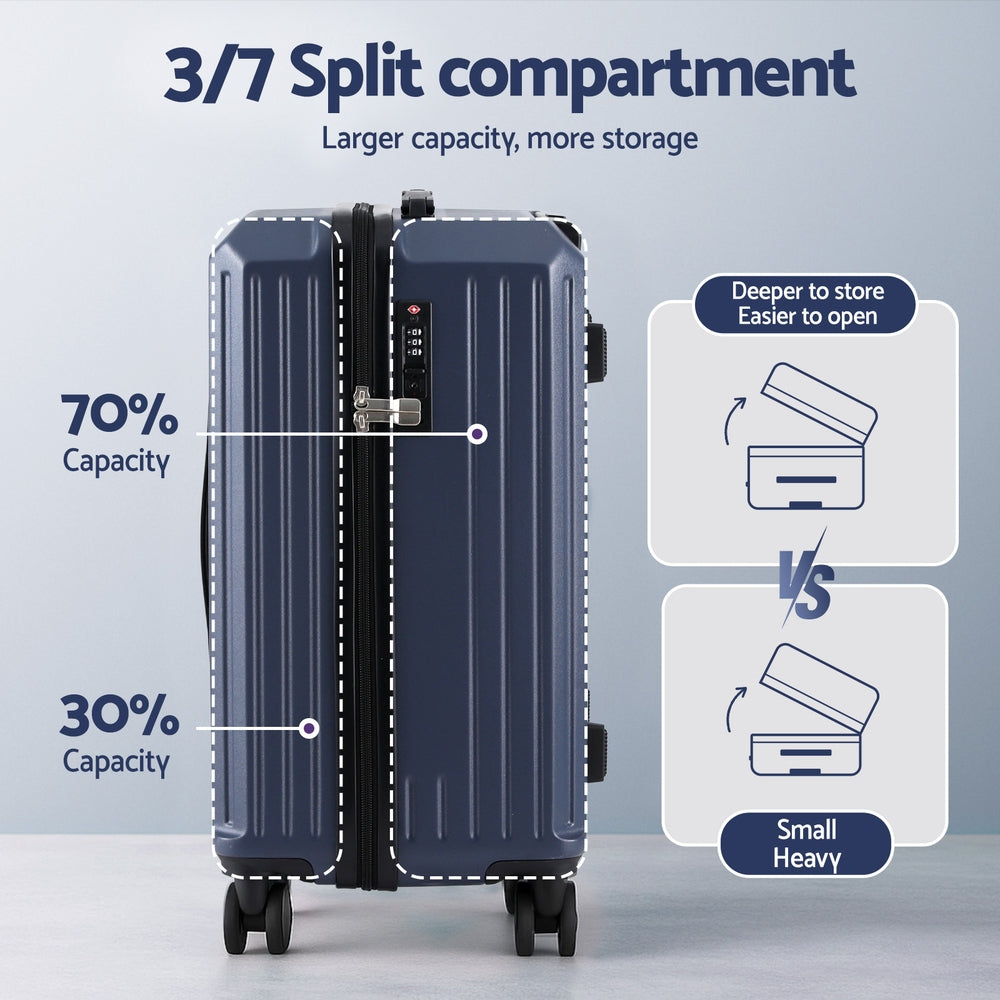 2pc Trunk Suitcase Set | 12" + 20" | TSA Lock | Navy