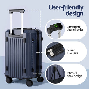 2pc Trunk Suitcase Set | 12" + 20" | TSA Lock | Navy