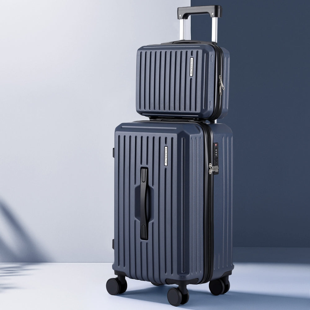 2pc Trunk Suitcase Set | 12" + 20" | TSA Lock | Navy