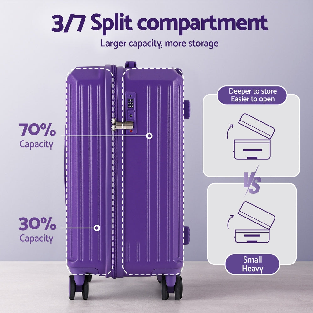 Trunk Luggage Set 2pc | 12" + 20" | TSA Lock | Purple