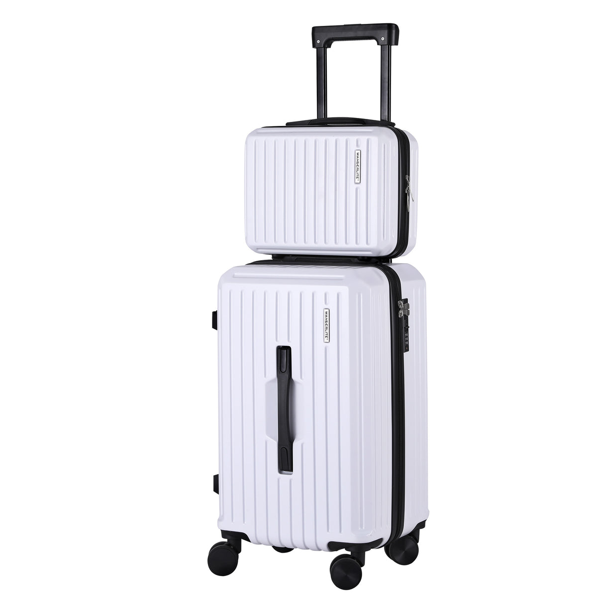 2pc Luggage Suitcase Set | 12in & 20in Carry On | TSA Lock | White