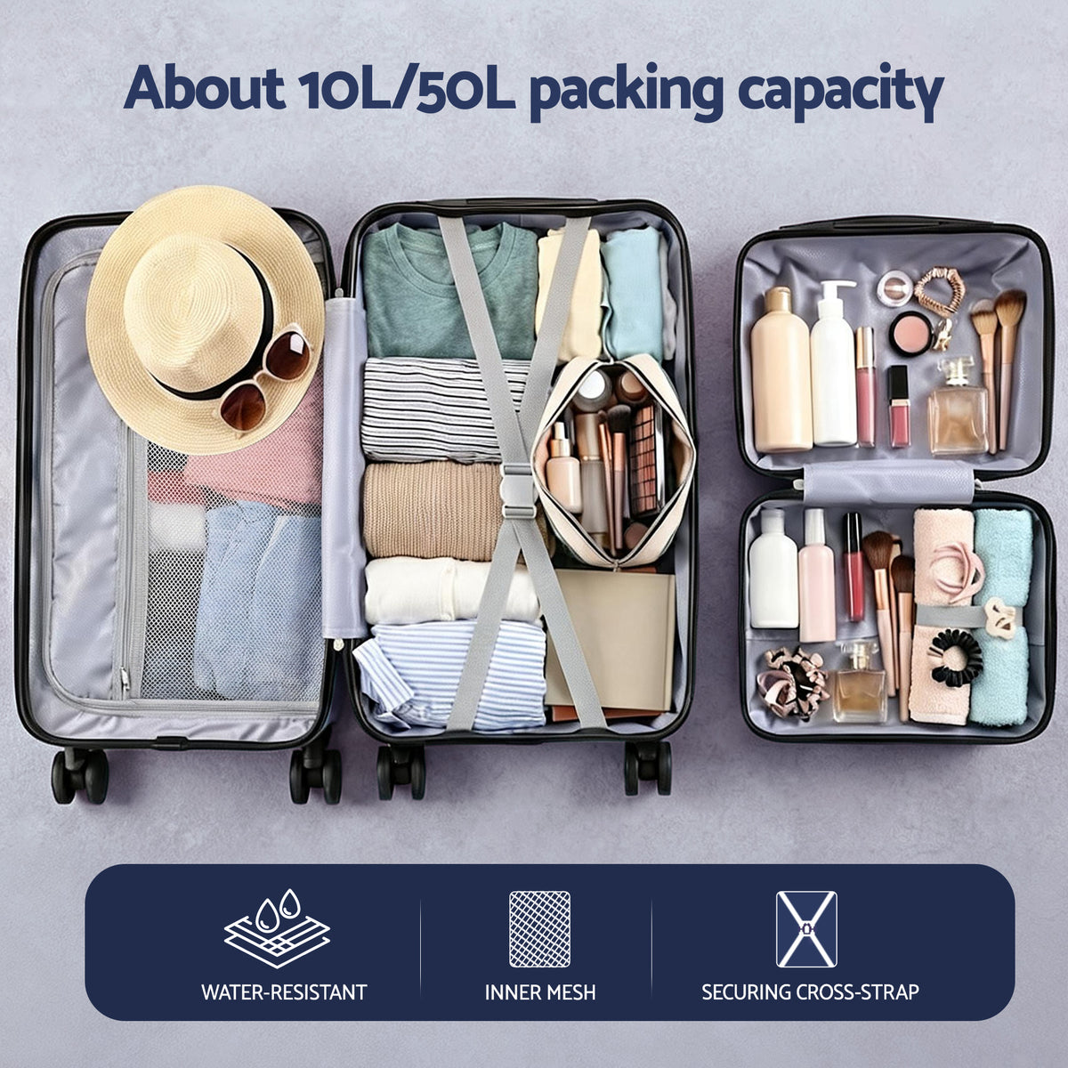 2pc Luggage Suitcase Set | 12in & 20in Carry On | TSA Lock | White