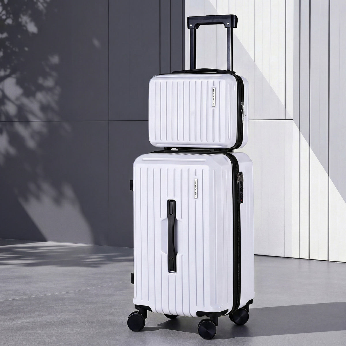 2pc Luggage Suitcase Set | 12in & 20in Carry On | TSA Lock | White