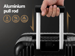 28in Luggage Suitcase | 5 Wheels | TSA Lock | Type-C Port | Black