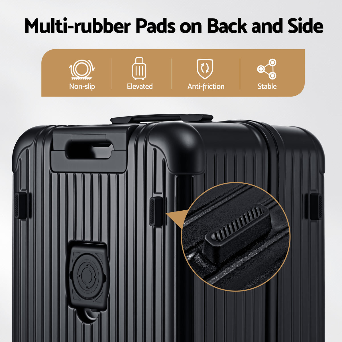 28in Luggage Suitcase | 5 Wheels | TSA Lock | Type-C Port | Black