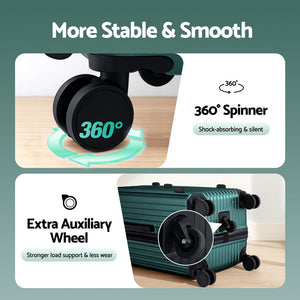 Trunk Luggage Suitcase | 28" | 5 Wheels | USB-C Port | TSA | Green