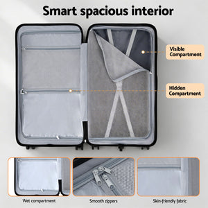 Wanderlite 28" Trunk Luggage Suitcase Travel 5 Wheels Type-C Port TSA Orange