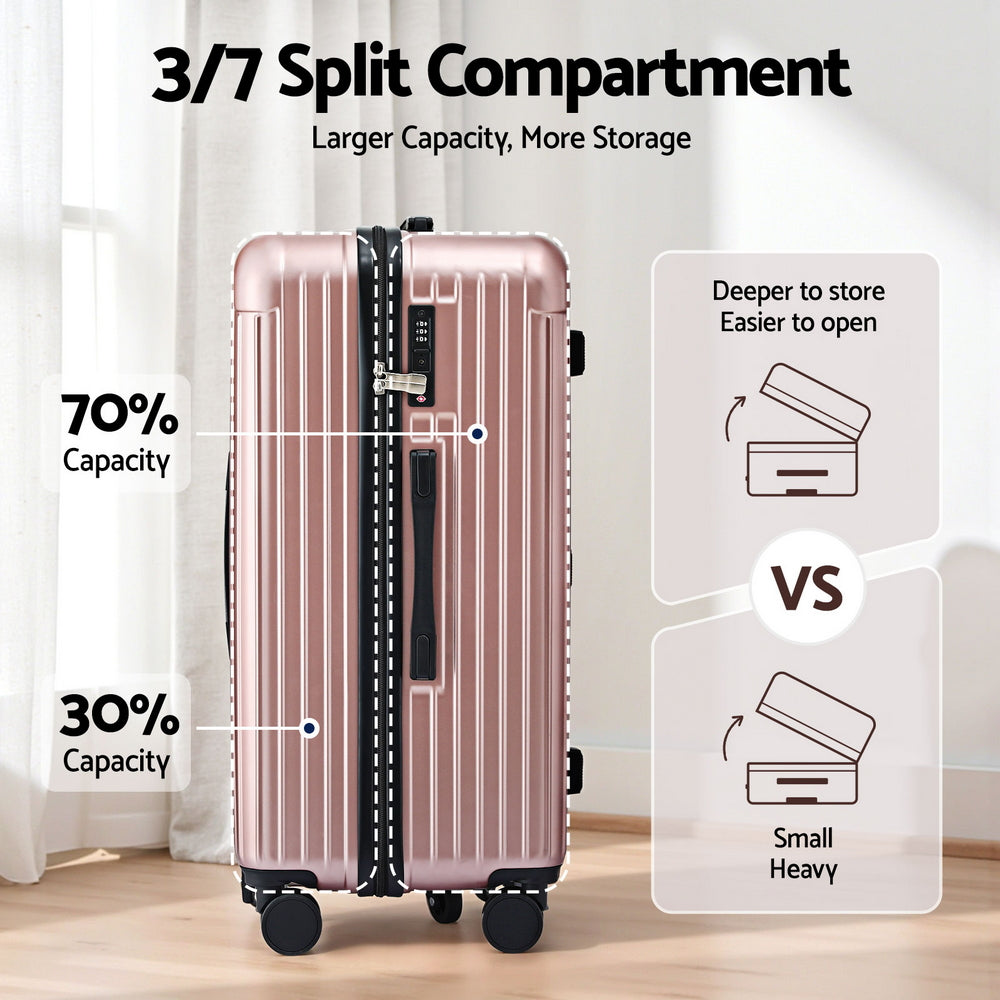 Travel Trunk Suitcase | 28" | 5 Wheels | Type-C Port | TSA | Rose Gold