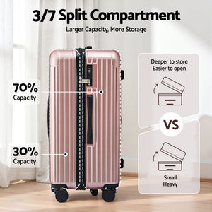 Travel Trunk Suitcase | 28" | 5 Wheels | Type-C Port | TSA | Rose Gold