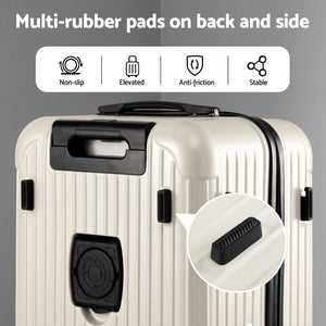 Wanderlite 28" Trunk Luggage Suitcase Travel 5 Wheels Type-C Port TSA Smoky White
