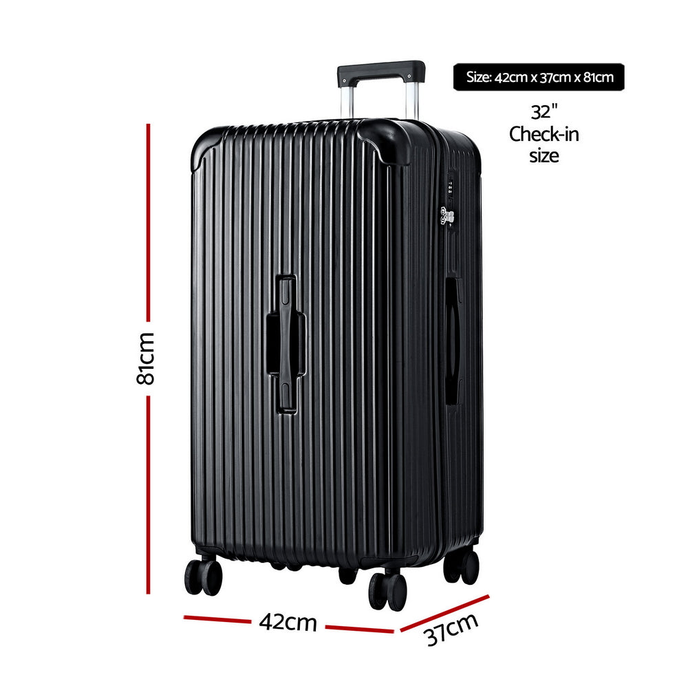 32" Trunk Suitcase | 5 Wheels | Type-C Port | TSA Lock | Black