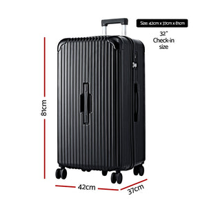 32" Trunk Suitcase | 5 Wheels | Type-C Port | TSA Lock | Black