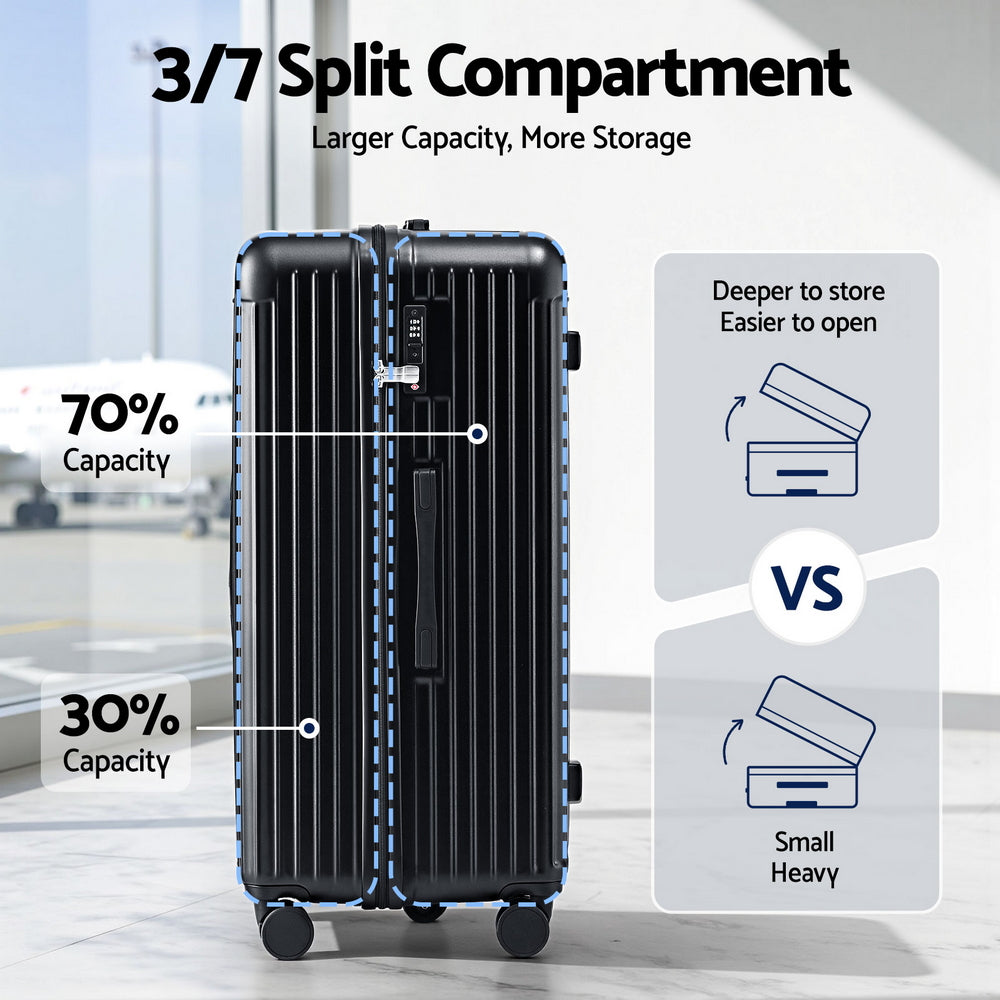 32" Trunk Suitcase | 5 Wheels | Type-C Port | TSA Lock | Black