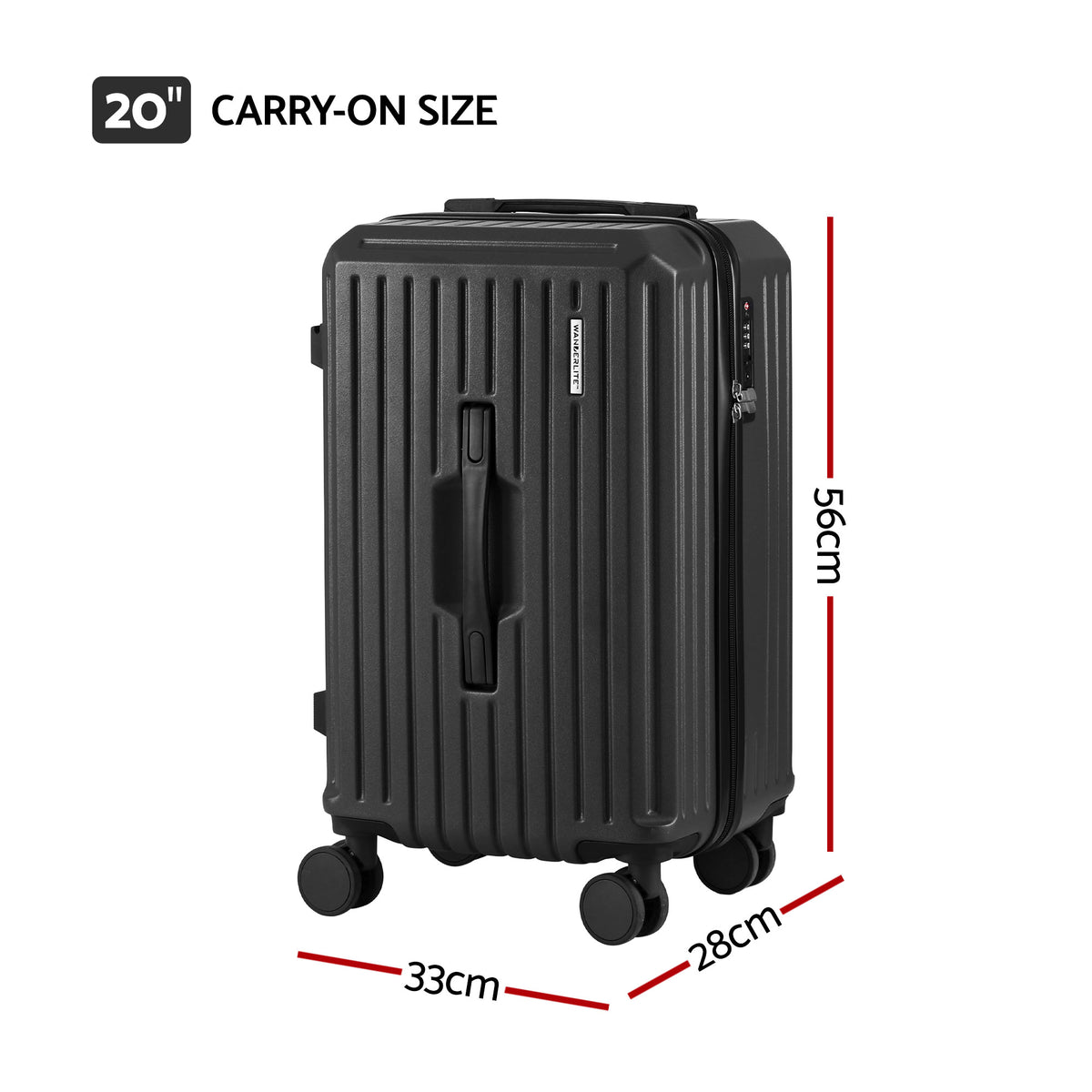 20in Carry On Luggage Suitcase | TSA Lock | Travel Case | Black