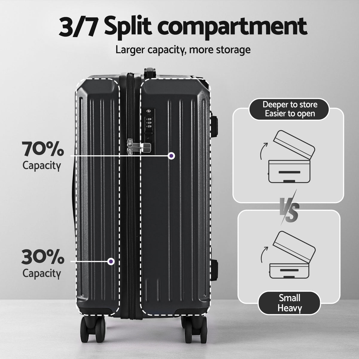 20in Carry On Luggage Suitcase | TSA Lock | Travel Case | Black