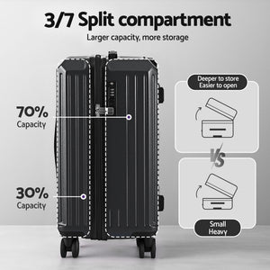 20in Carry On Luggage Suitcase | TSA Lock | Travel Case | Black