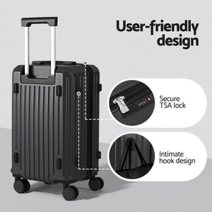 20in Carry On Luggage Suitcase | TSA Lock | Travel Case | Black